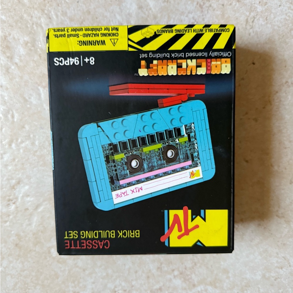 Retro Cassette Brick Building Set - Blue